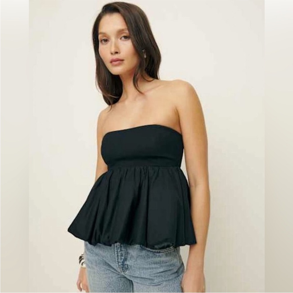 NWT! Reformation Black Sleeveless Bustier Peplum Top
